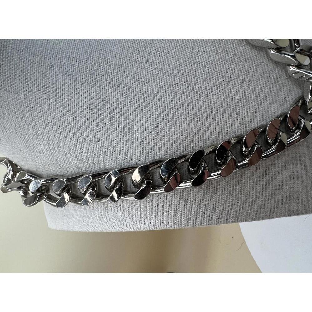 Silver Tone Chunky Thick Chain Necklace - Picture 3 of 10
